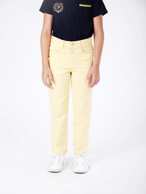 One Friday Yellow Solid Trouser