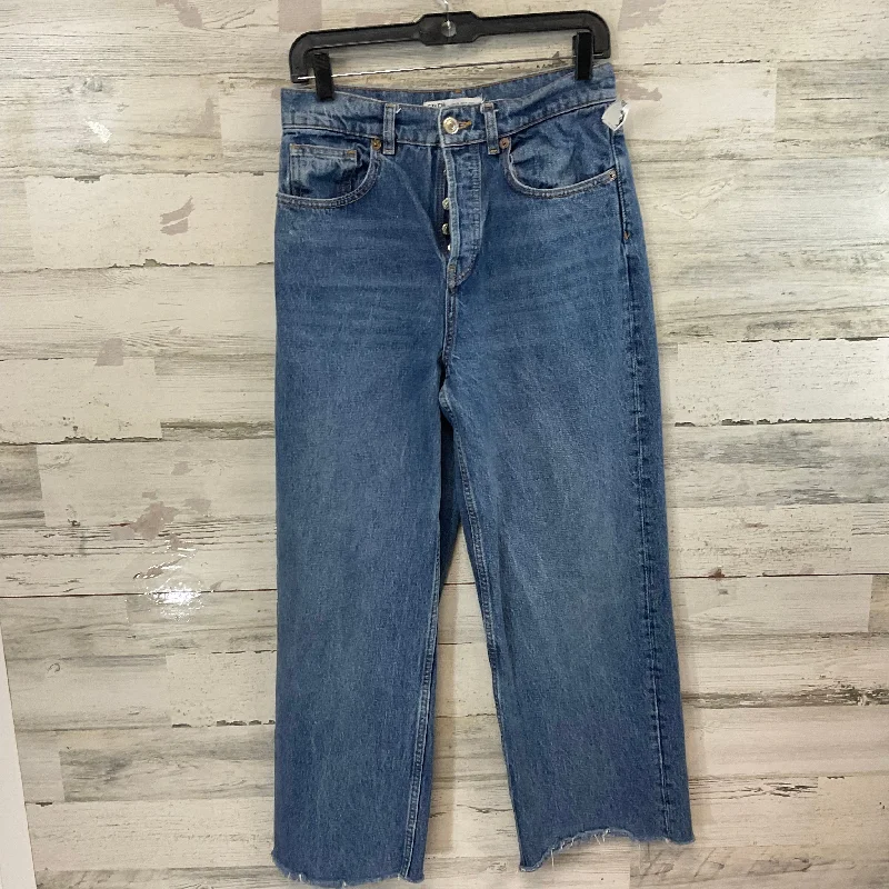 Jeans Wide Leg By Zara In Blue Denim, Size: 4