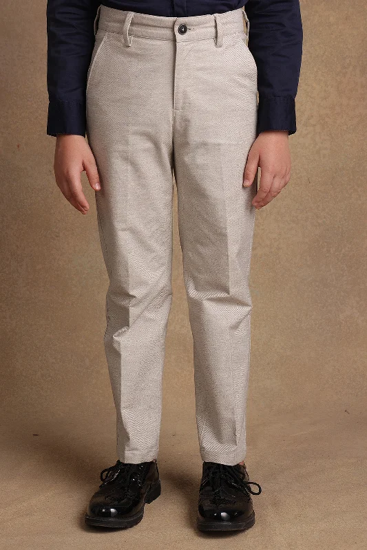 One Friday Kids Boys Light Grey Solid Trouser