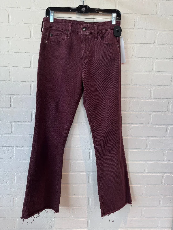 Trendy Comfort Wear Jeans Cropped By Ag Jeans In Maroon, Size: 2