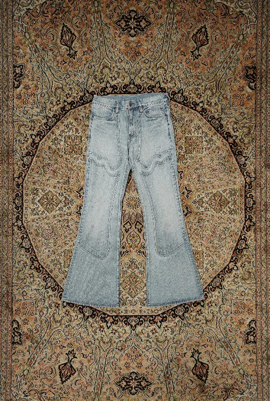 SUGARHILL FADED MODERN DENIM WESTERN FLARED TROUSERS