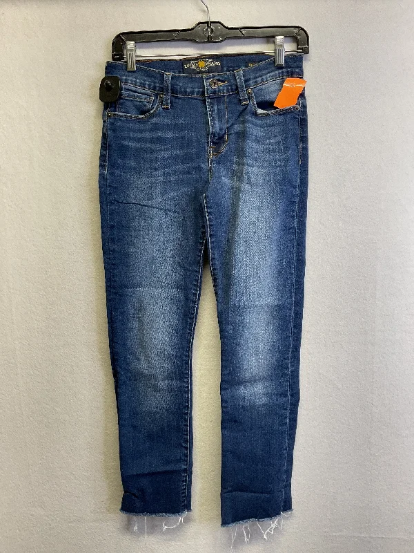 Jeans Straight By Lucky Brand In Blue Denim, Size:2