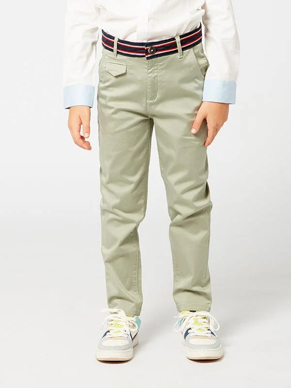 One Friday Green Pants with Belt style waistband