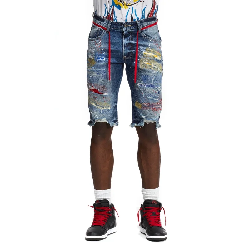 Sports And Leisure 12" Slim Color Stitch Jean Shorts - Pebble Blue