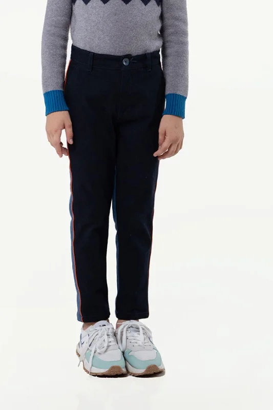 One Friday Blue Solid Regular Trouser