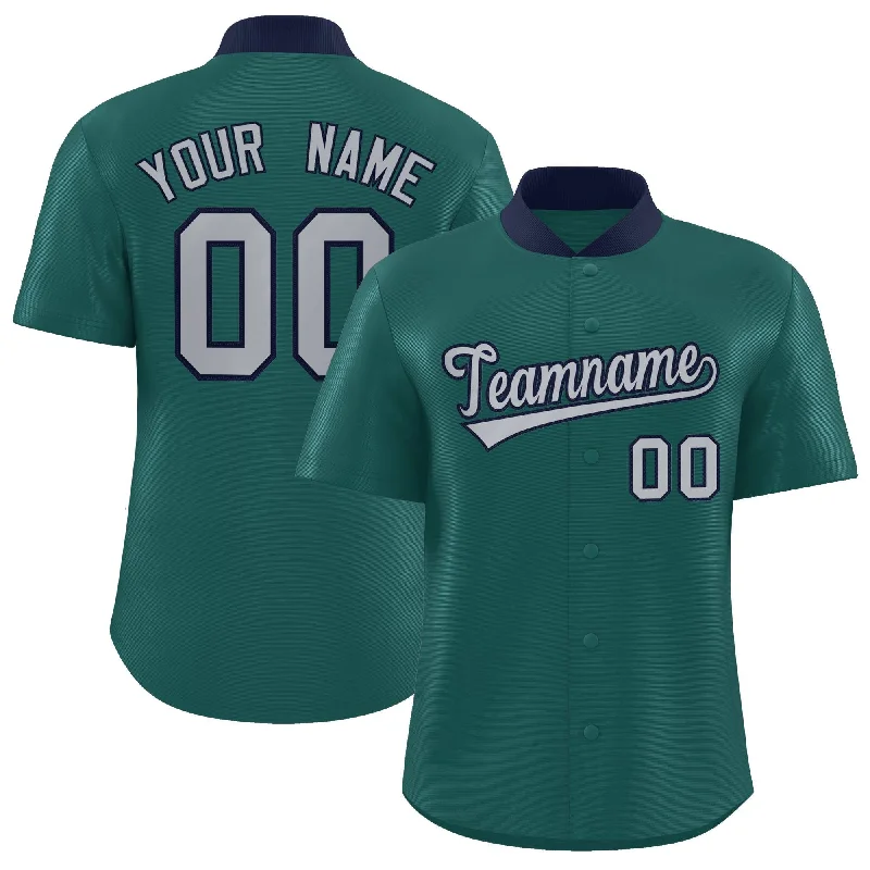 Custom Aqua Classic Style Authentic Stand Collar Baseball Jersey