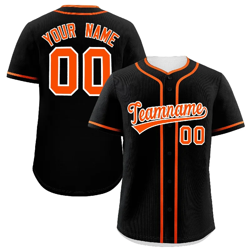 Custom Black Orange Personalized Classic Authentic Baseball Jersey