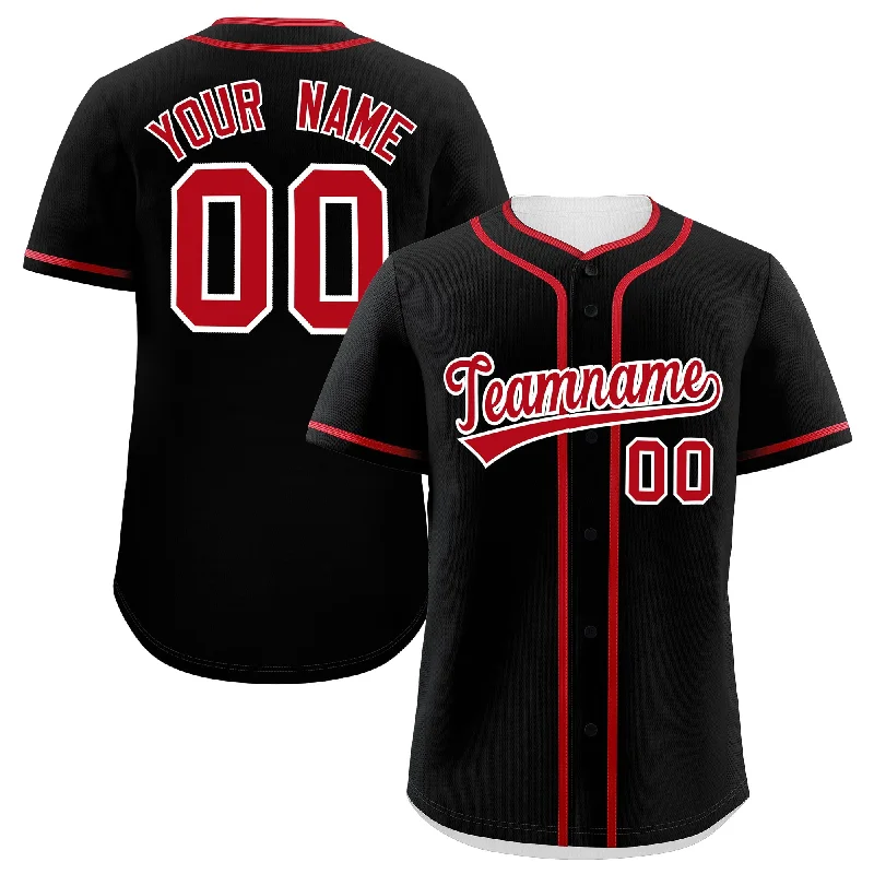 Custom Black Red Personalized Classic Authentic Baseball Jersey