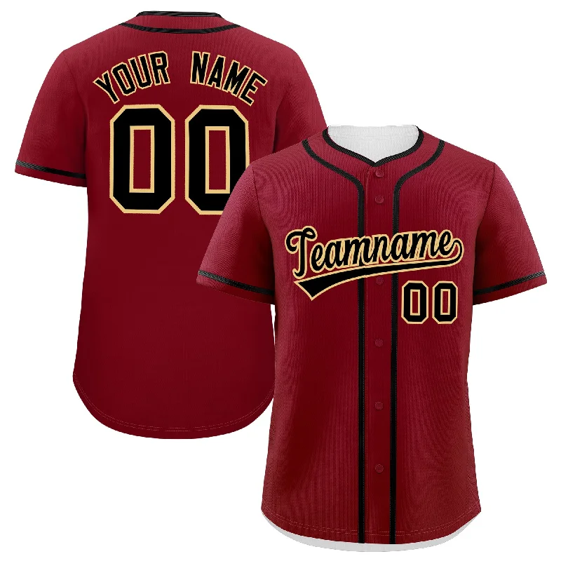 Custom Crimson Black Personalized Classic Authentic Baseball Jersey