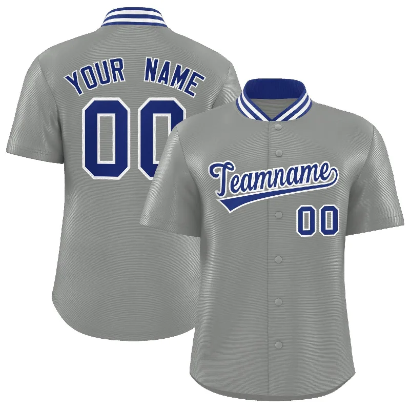 Custom Gray Classic Style Authentic Stand Collar Baseball Jersey