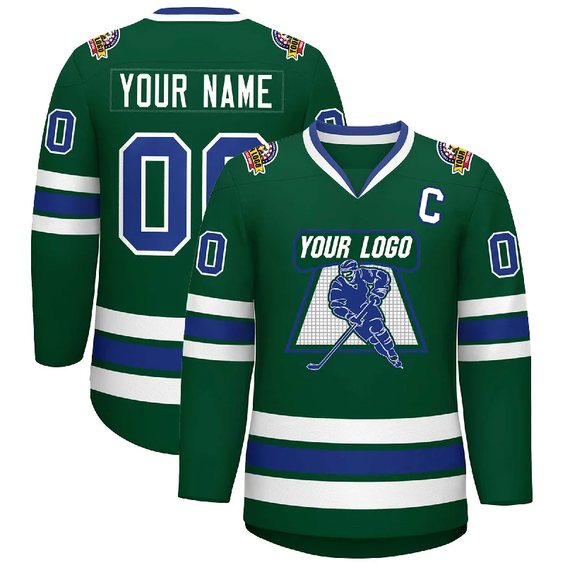 Custom Green Royal-White Classic Style Hockey Jersey