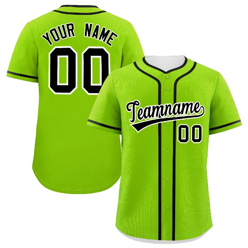 Custom Neon Green Black Personalized Classic Authentic Baseball Jersey