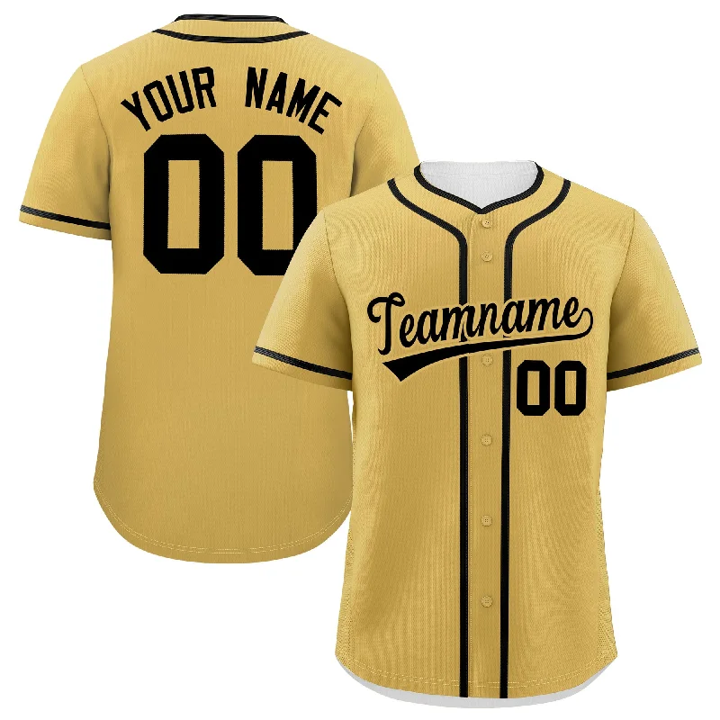 Custom Old Gold Black Personalized Classic Authentic Baseball Jersey