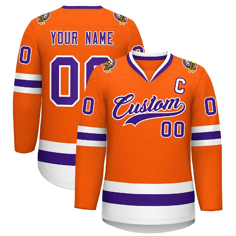 Custom Orange Purple-White Classic Style Hockey Jersey