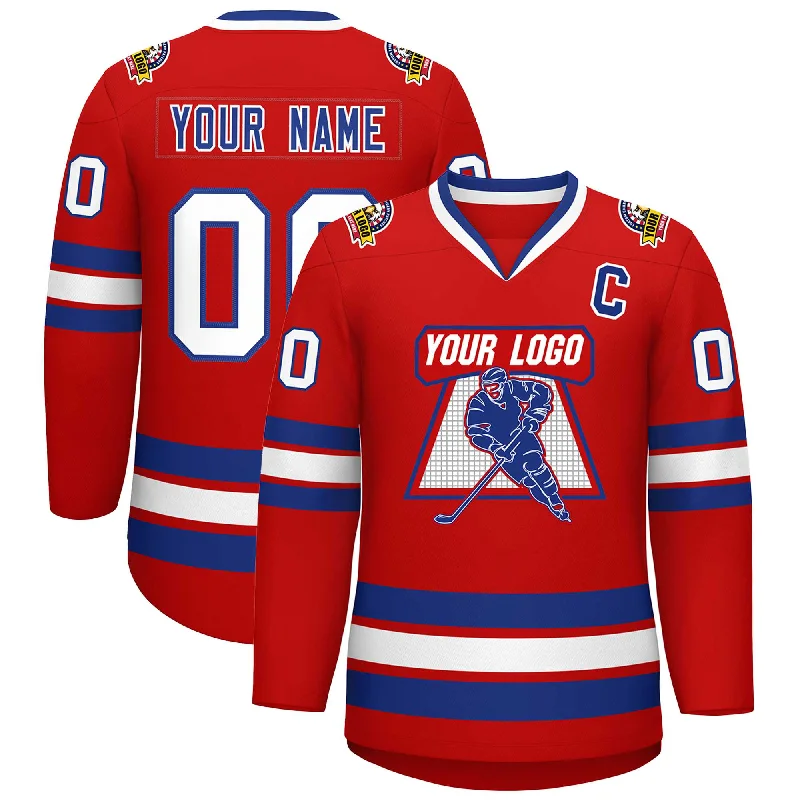 Custom Red Royal-White Classic Style Hockey Jersey