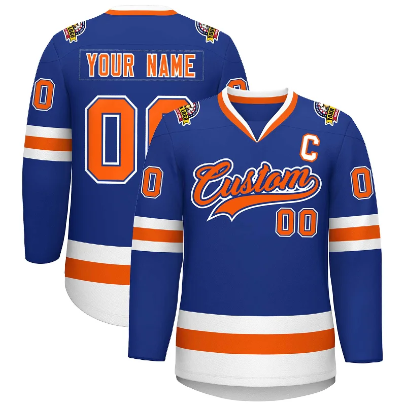 Custom Royal Orange Royal-White Classic Style Hockey Jersey