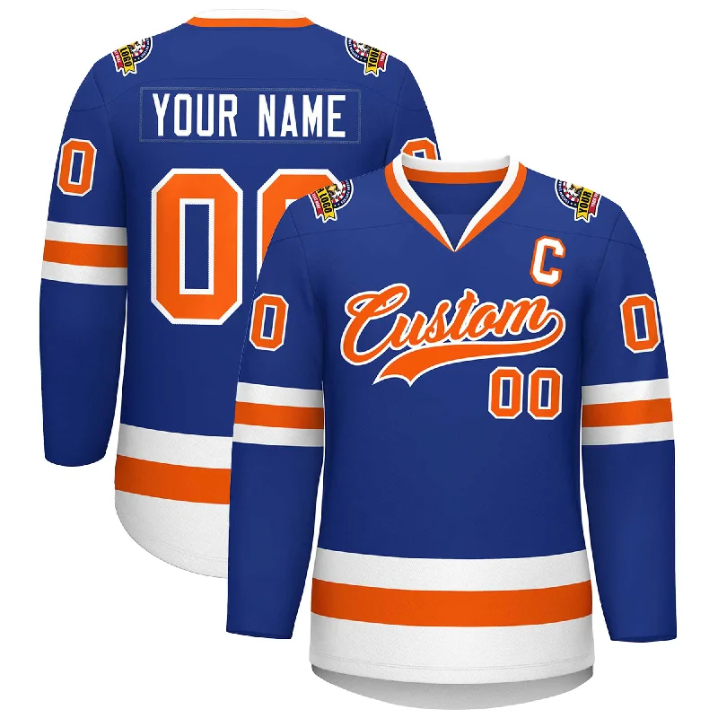 Custom Royal Orange-White Classic Style Hockey Jersey